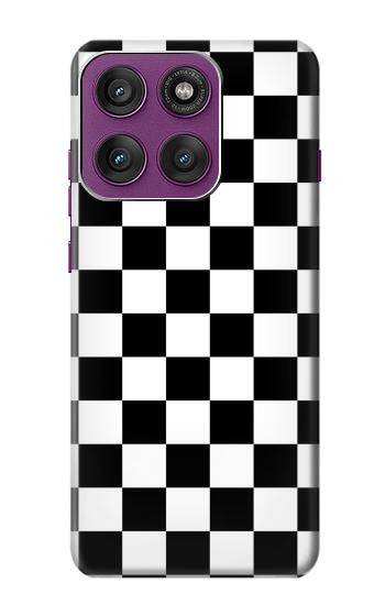 S1611 Échiquier Damier Noir Blanc Etui Coque Housse pour Motorola Edge 60 Pro