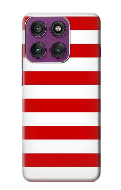 S2364 Rouge et blanc rayé Etui Coque Housse pour Motorola Edge 60 Pro