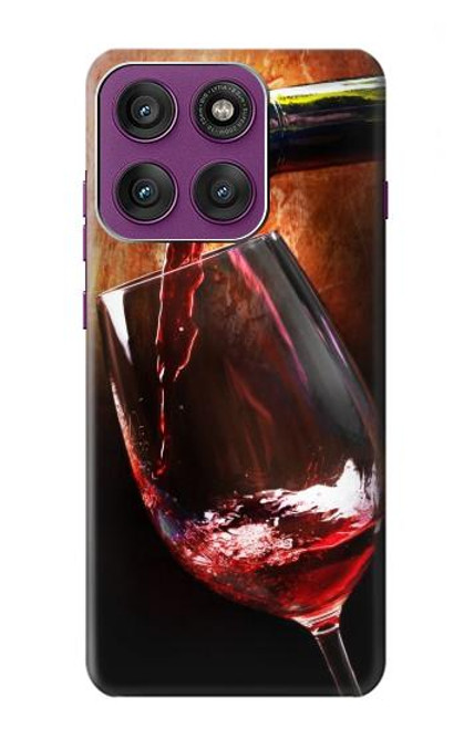 S2396 Rouge Bouteille de vin et le verre Etui Coque Housse pour Motorola Edge 60 Pro