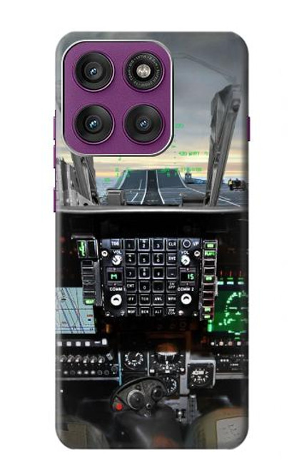 S2435 Avion de chasse Cockpit d'avion Etui Coque Housse pour Motorola Edge 60 Pro