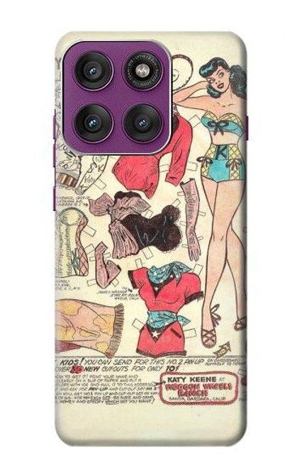 S3820 Poupée de papier de mode de cow-girl vintage Etui Coque Housse pour Motorola Edge 60 Pro