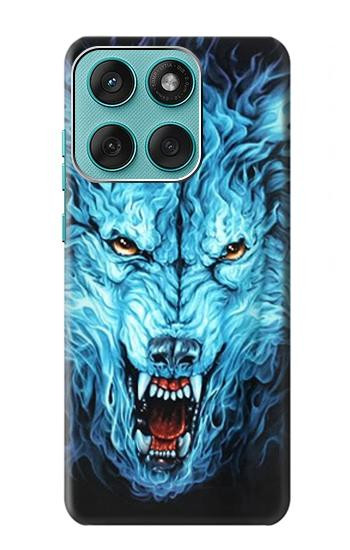 S0752 Feu bleu Loup Etui Coque Housse pour Motorola Edge 60 Fusion