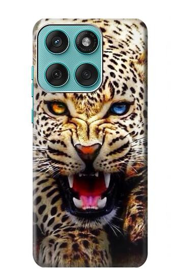 S1932 Bleu yeux Léopard Etui Coque Housse pour Motorola Edge 60 Fusion