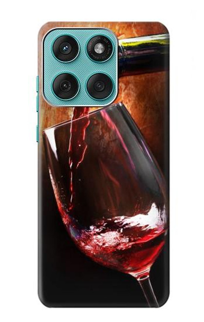 S2396 Rouge Bouteille de vin et le verre Etui Coque Housse pour Motorola Edge 60 Fusion