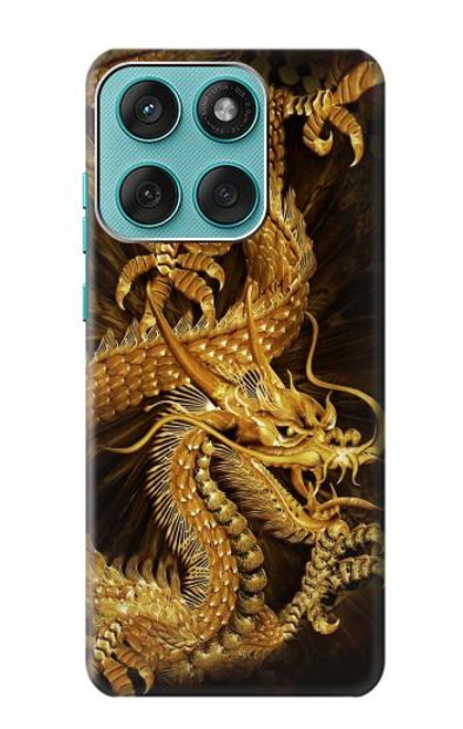 S2804 Dragon d'or imprimé chinois Etui Coque Housse pour Motorola Edge 60 Fusion