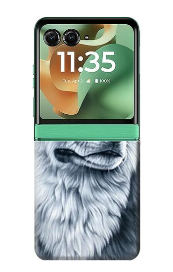 S0123 Loup blanc Etui Coque Housse pour Motorola Razr 70+,60+, Razr+ (2026, 2025, 2024)