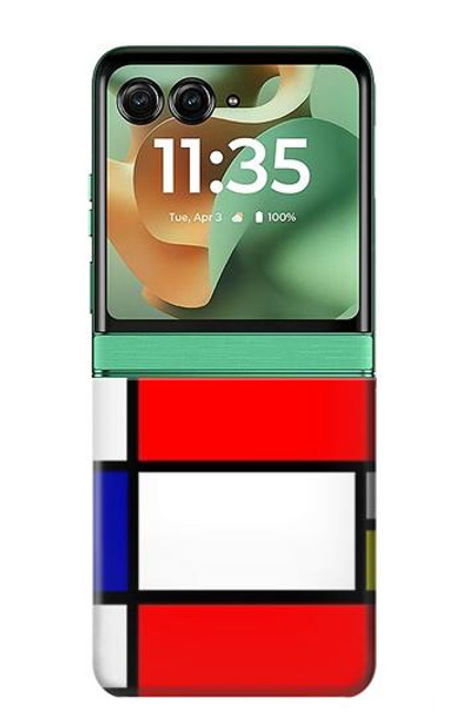 S0157 Composition Rouge Bleu Jaune Etui Coque Housse pour Motorola Razr 60, Razr 2025