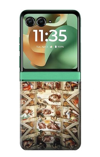 S0177 Michelangelo Chapelle plafond Etui Coque Housse pour Motorola Razr 70+,60+, Razr+ (2026, 2025, 2024)