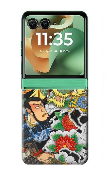 S0454 Japon Tatouage Etui Coque Housse pour Motorola Razr 70+,60+, Razr+ (2026, 2025, 2024)