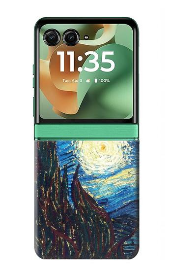 S0582 Van Gogh Starry Nights Etui Coque Housse pour Motorola Razr 70+,60+, Razr+ (2026, 2025, 2024)