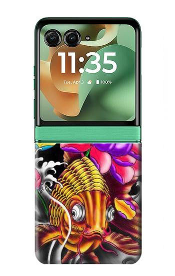 S1630 Poissons japonais Oriental Tatouage Etui Coque Housse pour Motorola Razr 70+,60+, Razr+ (2026, 2025, 2024)