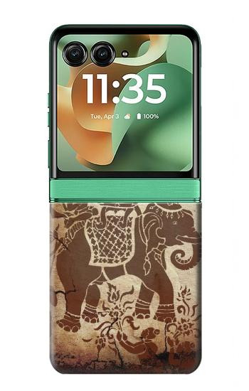 S2102 Art de la peinture thaïlandaise Bouddha sur Elephant Etui Coque Housse pour Motorola Razr 70+,60+, Razr+ (2026, 2025, 2024)