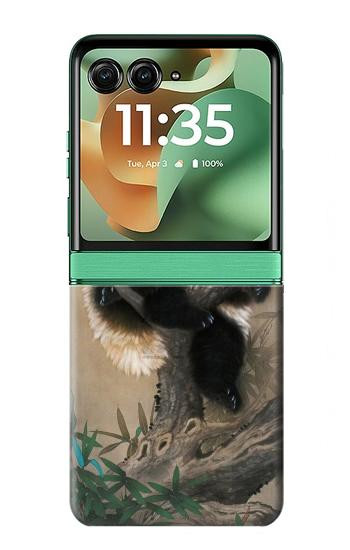 S2210 Peinture Art Panda Fluffy Etui Coque Housse pour Motorola Razr 70+,60+, Razr+ (2026, 2025, 2024)