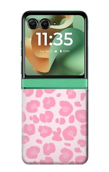S2213 Motif rose Léopard Etui Coque Housse pour Motorola Razr 70+,60+, Razr+ (2026, 2025, 2024)