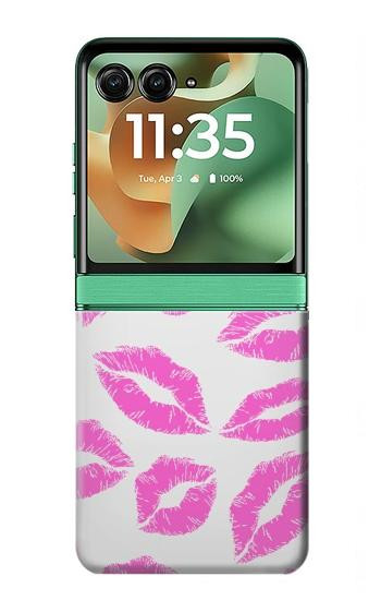 S2214 Bisous Lèvres roses Etui Coque Housse pour Motorola Razr 70+,60+, Razr+ (2026, 2025, 2024)