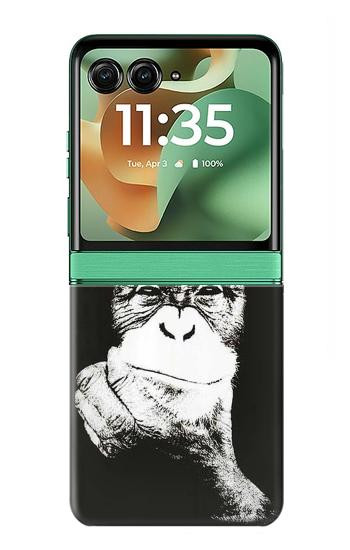 S2324 Singe drôle avec casque Pop Musique Etui Coque Housse pour Motorola Razr 70+,60+, Razr+ (2026, 2025, 2024)