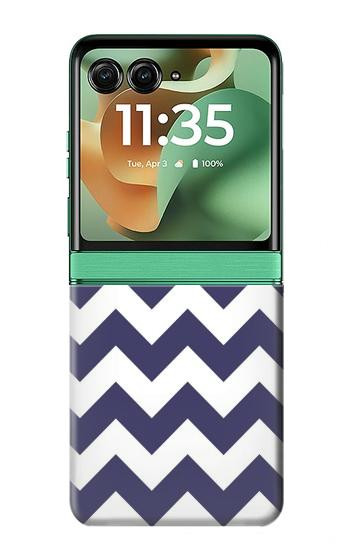 S2345 Marine Bleu Shavron Zig zag Etui Coque Housse pour Motorola Razr 70+,60+, Razr+ (2026, 2025, 2024)