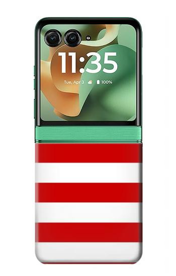 S2364 Rouge et blanc rayé Etui Coque Housse pour Motorola Razr 70+,60+, Razr+ (2026, 2025, 2024)