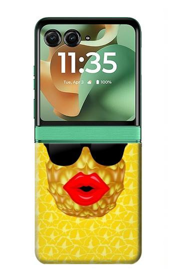 S2443 Baiser drôle d'ananas Lunettes de soleil Etui Coque Housse pour Motorola Razr 70+,60+, Razr+ (2026, 2025, 2024)