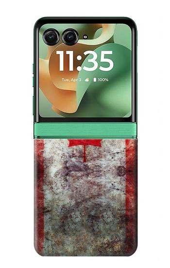 S2490 Canada Feuille d'érable Drapeau Texture Etui Coque Housse pour Motorola Razr 70+,60+, Razr+ (2026, 2025, 2024)