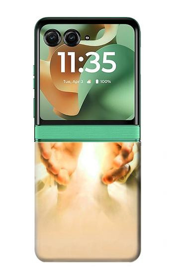 S2546 Main de Dieu Ciel Etui Coque Housse pour Motorola Razr 70+,60+, Razr+ (2026, 2025, 2024)