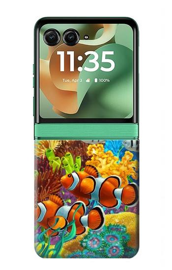 S2568 Mer Poissons marins Coraux Sous-marine Océan Etui Coque Housse pour Motorola Razr 70+,60+, Razr+ (2026, 2025, 2024)