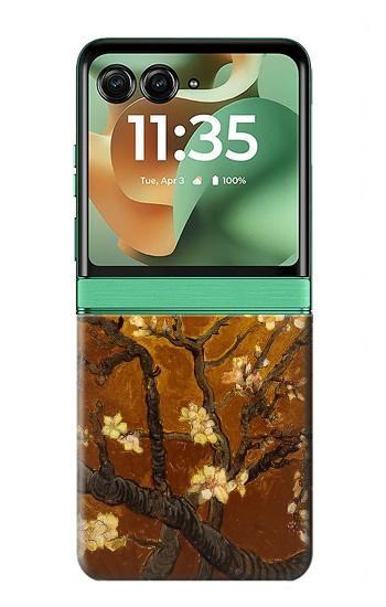 S2663 Fleur jaune Amandier Van Gogh Etui Coque Housse pour Motorola Razr 70+,60+, Razr+ (2026, 2025, 2024)