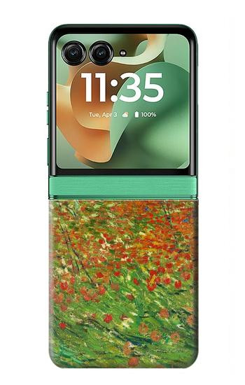 S2681 Champ de coquelicots Vincent Van Gogh Etui Coque Housse pour Motorola Razr 70+,60+, Razr+ (2026, 2025, 2024)