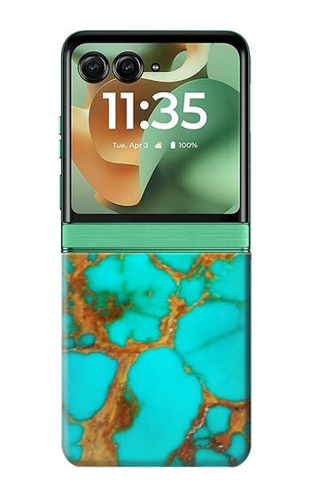 S2688 Aqua Copper Turquoise Graphic Gemme Etui Coque Housse pour Motorola Razr 70+,60+, Razr+ (2026, 2025, 2024)