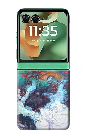 S2724 Dragon Blanc Piscine Haisu Lui Etui Coque Housse pour Motorola Razr 70+,60+, Razr+ (2026, 2025, 2024)