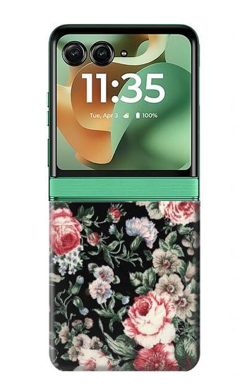 S2727 Motif Rose millésimé Etui Coque Housse pour Motorola Razr 70+,60+, Razr+ (2026, 2025, 2024)