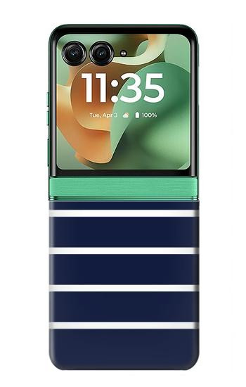 S2767 Marine rayé blanc Etui Coque Housse pour Motorola Razr 70+,60+, Razr+ (2026, 2025, 2024)