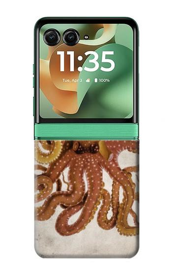 S2801 millésimé Poulpe Etui Coque Housse pour Motorola Razr 70+,60+, Razr+ (2026, 2025, 2024)