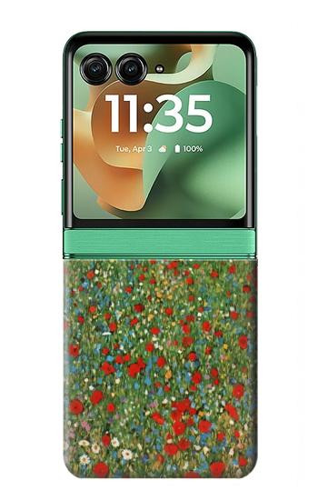 S2872 Gustav Klimt Champ de Coquelicots Etui Coque Housse pour Motorola Razr 70+,60+, Razr+ (2026, 2025, 2024)