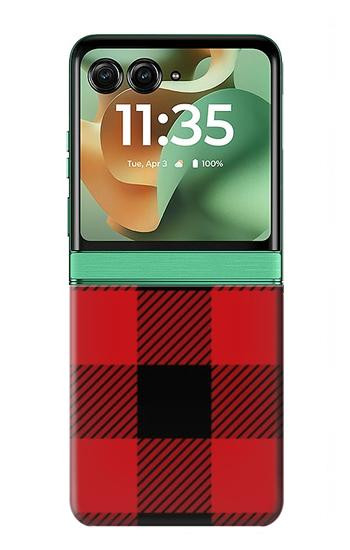 S2931 Rouge Buffle motif de vérification Etui Coque Housse pour Motorola Razr 70+,60+, Razr+ (2026, 2025, 2024)