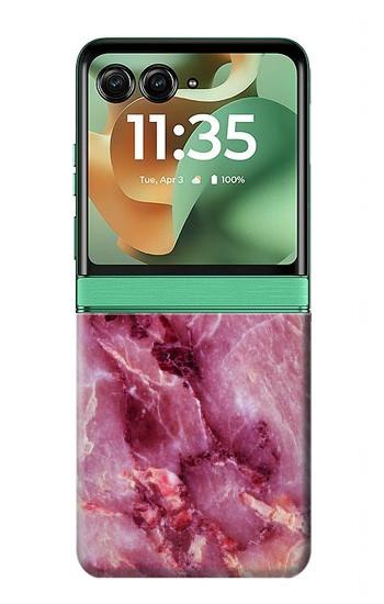 S3052 Rose Marbre Imprimé graphique Etui Coque Housse pour Motorola Razr 70+,60+, Razr+ (2026, 2025, 2024)
