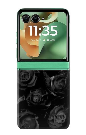S3153 Noir Roses Etui Coque Housse pour Motorola Razr 70+,60+, Razr+ (2026, 2025, 2024)