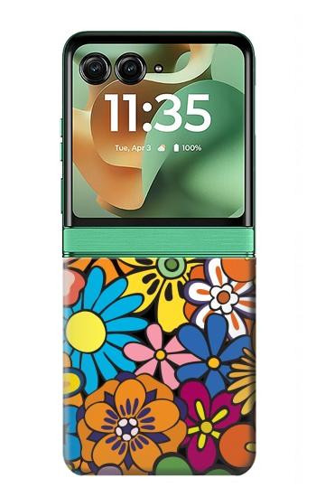 S3281 Motif coloré Hippie Fleurs Etui Coque Housse pour Motorola Razr 70+,60+, Razr+ (2026, 2025, 2024)