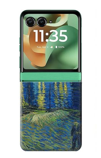 S3336 Van Gogh Nuit étoilée sur le Rhône Etui Coque Housse pour Motorola Razr 70+,60+, Razr+ (2026, 2025, 2024)