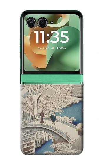 S3350 Utagawa Hiroshige Tambour Pont Yuhi Hill à Meguro Etui Coque Housse pour Motorola Razr 70+,60+, Razr+ (2026, 2025, 2024)