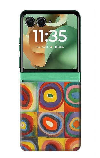 S3409 Carrés cercles concentriques Etui Coque Housse pour Motorola Razr 70+,60+, Razr+ (2026, 2025, 2024)