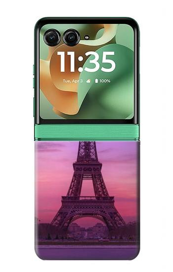 S3447 Paris Eiffel Le coucher du soleil Etui Coque Housse pour Motorola Razr 70+,60+, Razr+ (2026, 2025, 2024)