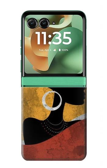 S3453 Africaine Reine Néfertiti Silhouette Etui Coque Housse pour Motorola Razr 70+,60+, Razr+ (2026, 2025, 2024)