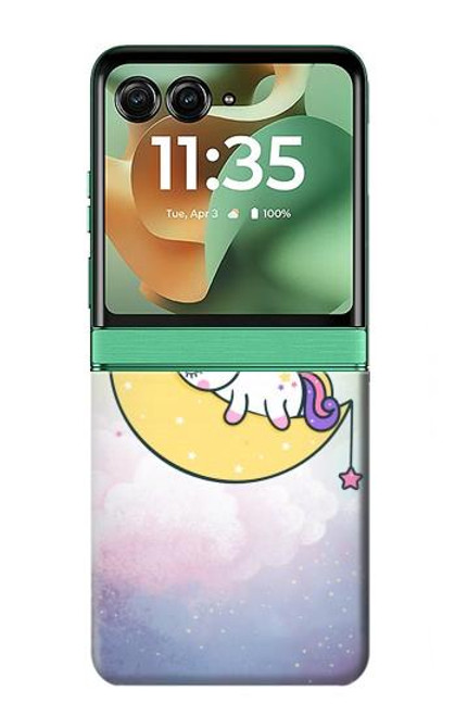 S3485 Mignon sommeil Licorne Etui Coque Housse pour Motorola Razr 60, Razr 2025