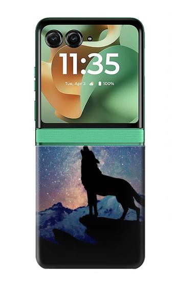 S3555 Loup Hurlant Million étoiles Etui Coque Housse pour Motorola Razr 70+,60+, Razr+ (2026, 2025, 2024)