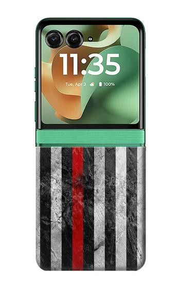 S3687 Drapeau américain de pompier mince ligne rouge Etui Coque Housse pour Motorola Razr 70+,60+, Razr+ (2026, 2025, 2024)