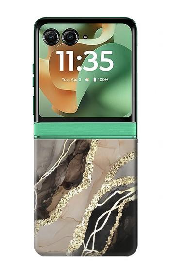 S3700 Imprimé graphique or marbré Etui Coque Housse pour Motorola Razr 70+,60+, Razr+ (2026, 2025, 2024)