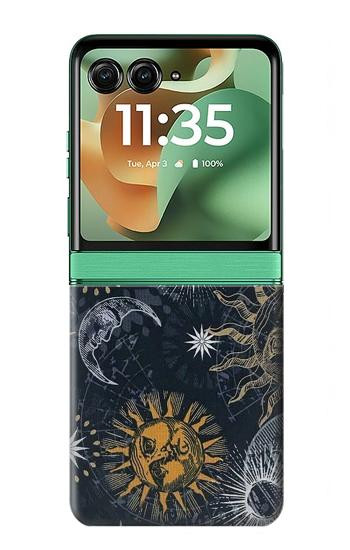 S3702 Lune et soleil Etui Coque Housse pour Motorola Razr 70+,60+, Razr+ (2026, 2025, 2024)