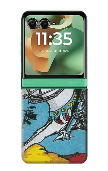 S3731 Carte de tarot chevalier des épées Etui Coque Housse pour Motorola Razr 70+,60+, Razr+ (2026, 2025, 2024)