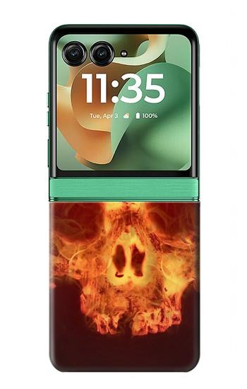 S3881 Crâne de feu Etui Coque Housse pour Motorola Razr 70+,60+, Razr+ (2026, 2025, 2024)